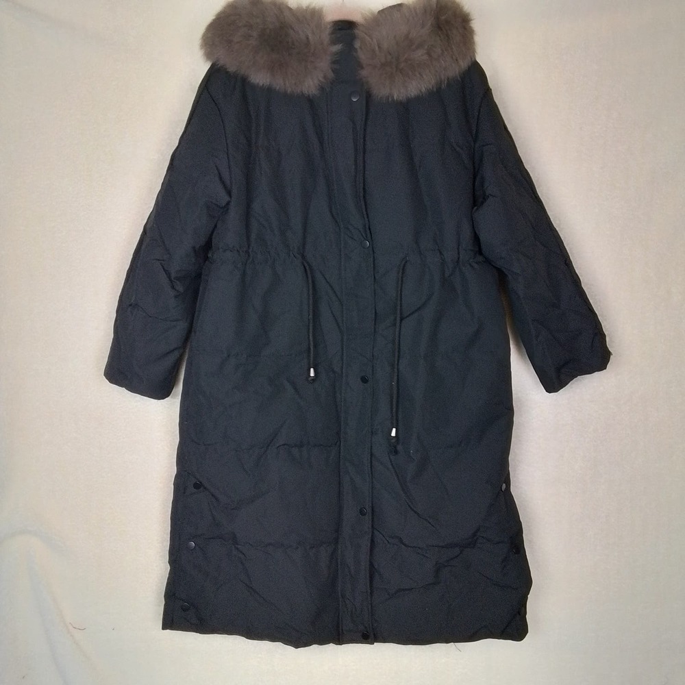 IBELL Zhang Long Winter Parka Size Large In Black w/ Fur Trim Hood‎